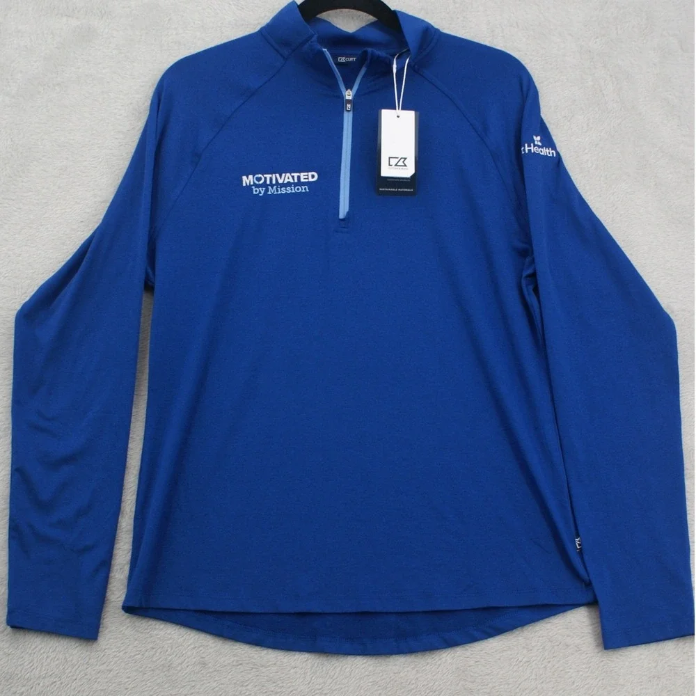 Cutter & Buck Coastline Epic Comfort Eco Quarter Zip Blue AdventHealth LCK00210